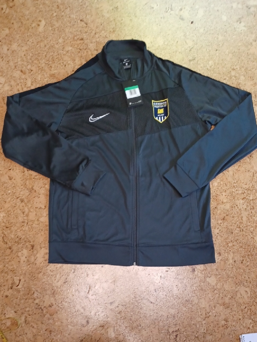 Nike Black/Grey Dri-Fit Full Zip Jacket W/ Oregon Premier FC Patch Size XL NWT